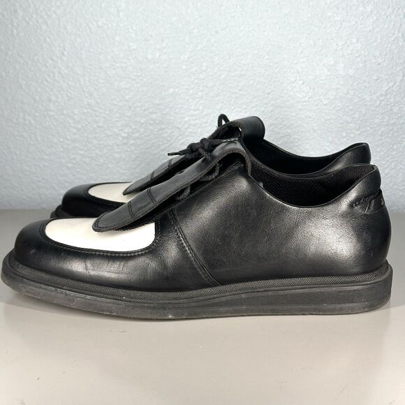 A. Testoni Leather Loafers Oxford Black Golf Shoes Size 8-8.5 - Picture 5 of 16